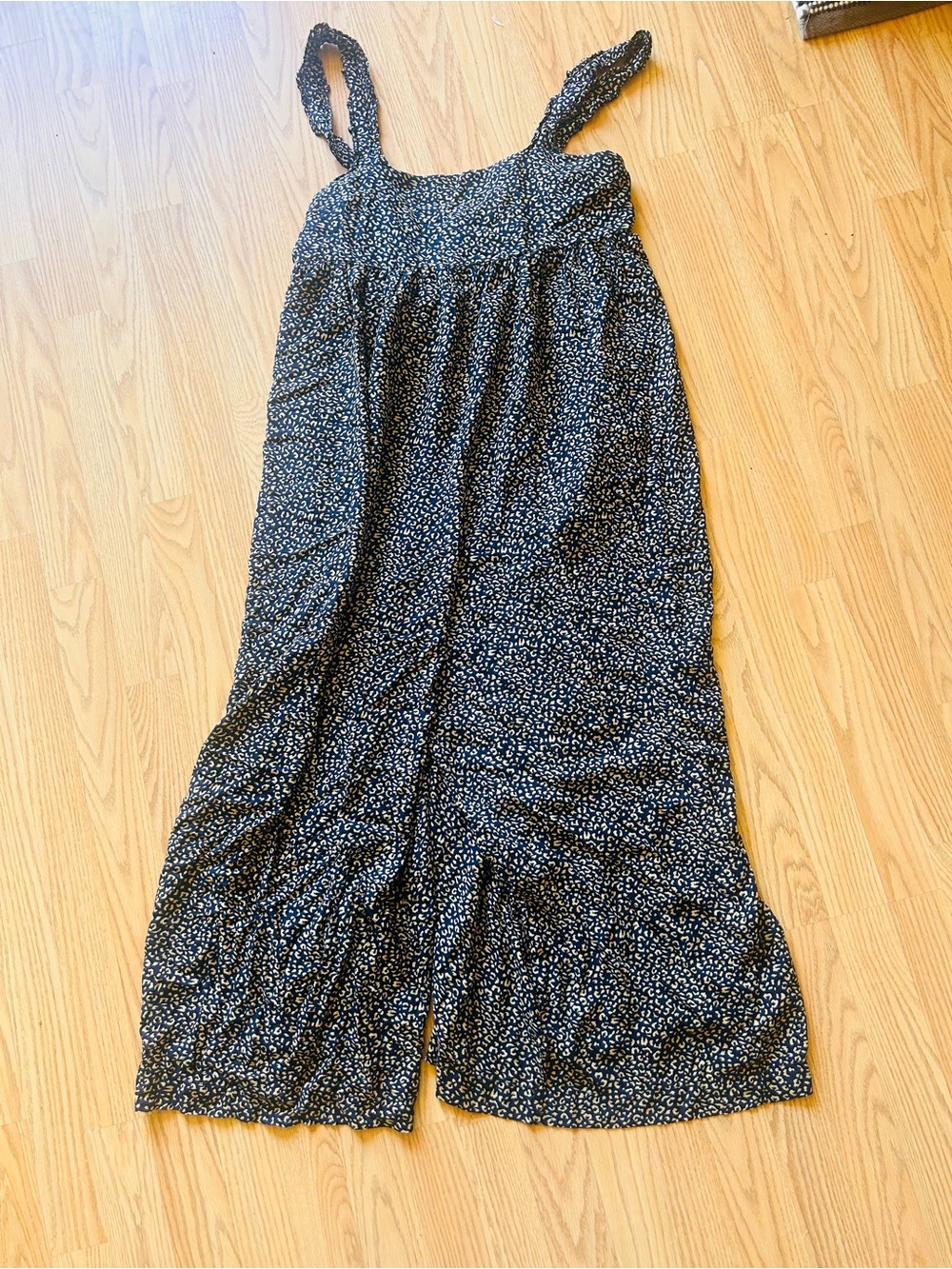 Navy Blue Cheetah Print Wide-Leg Women's Romper Sz M